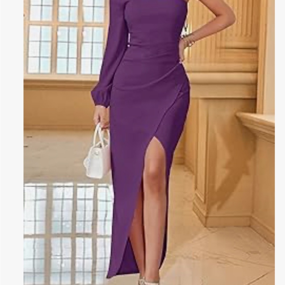 Chic One-Shoulder Purple Dress
